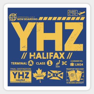 Vintage Halifax YHZ Airport Code Travel Day Retro Travel Tag Canada Sticker